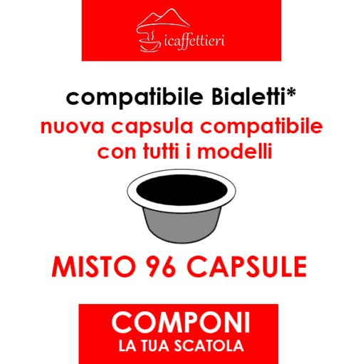 Compatibile Bialetti MIX - 96 capsule compatibili Bialetti MISTE
